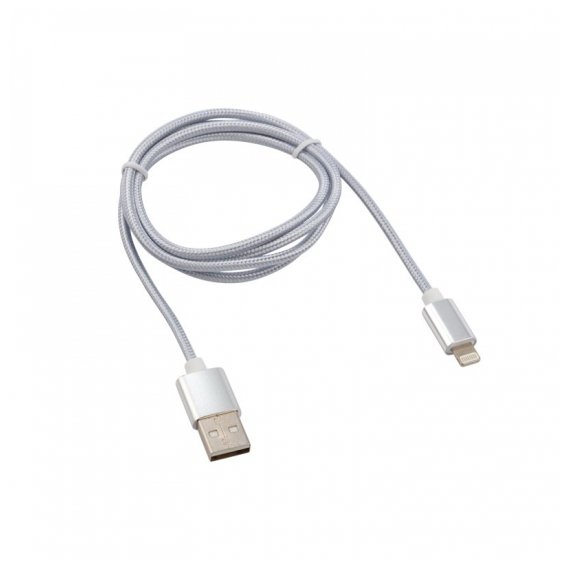 18-7051 Кабель REXANT USB-Lightning 1 м, серебристая нейлоновая оплетка
