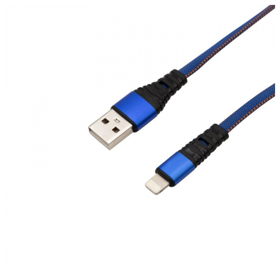 18-7053 Кабель REXANT USB-Lightning 2.4 A, 1 м, синяя нейлоновая оплетка