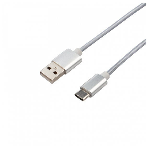 18-1899 Кабель USB-Type-C/2A/nylon/silver/1m/REXANT