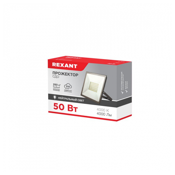 605-033 Прожектор REXANT СДО 50 Вт 4000 Лм 4000 K черный корпус