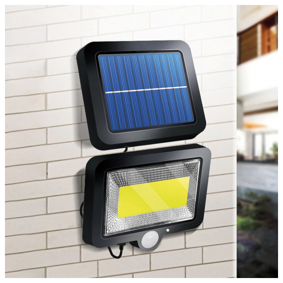 602-1002 Прожектор NEW AGE LED COB Lamper 15 Вт 6500 K IP65 3 режима, выносная солнечная панель 5 м, датчики движения и освещенности, аккумулятор