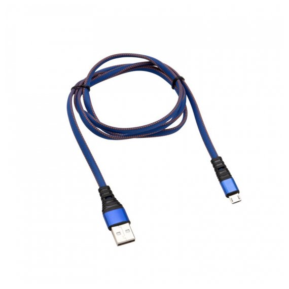 18-1163 Кабель REXANT USB-microUSB 1 м, плоский провод, синяя джинсовая оплетка
