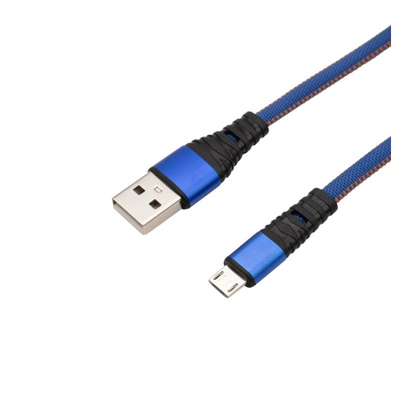 18-1163 Кабель REXANT USB-microUSB 1 м, плоский провод, синяя джинсовая оплетка