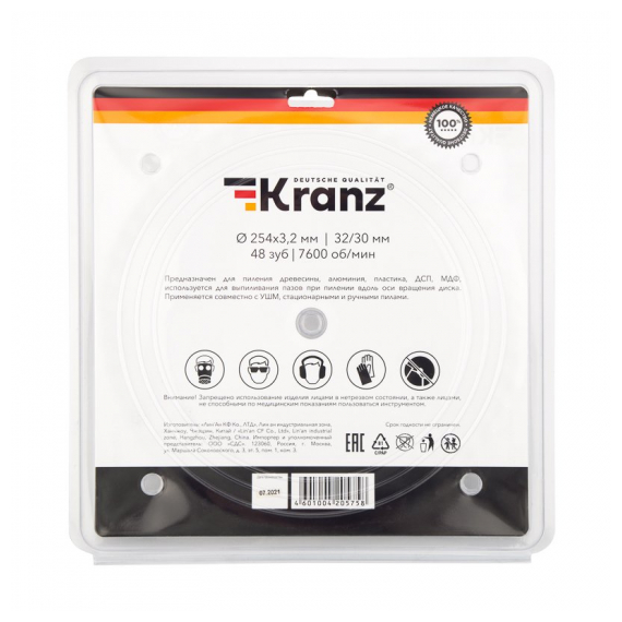 KR-92-0130 Диск пильный 254 мм х 48 зуб х 32/30 мм KRANZ