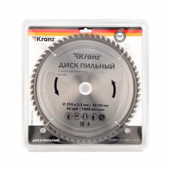 KR-92-0131 Диск пильный 255 мм х 60 зуб х 32/30 мм KRANZ