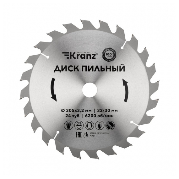 KR-92-0134 Диск пильный 305 мм х 24 зуб х 32/30 мм KRANZ