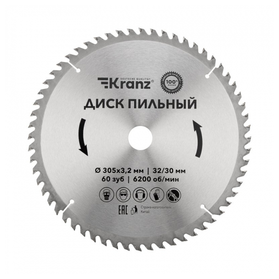 KR-92-0135 Диск пильный 305 мм х 60 зуб х 32/30 мм KRANZ