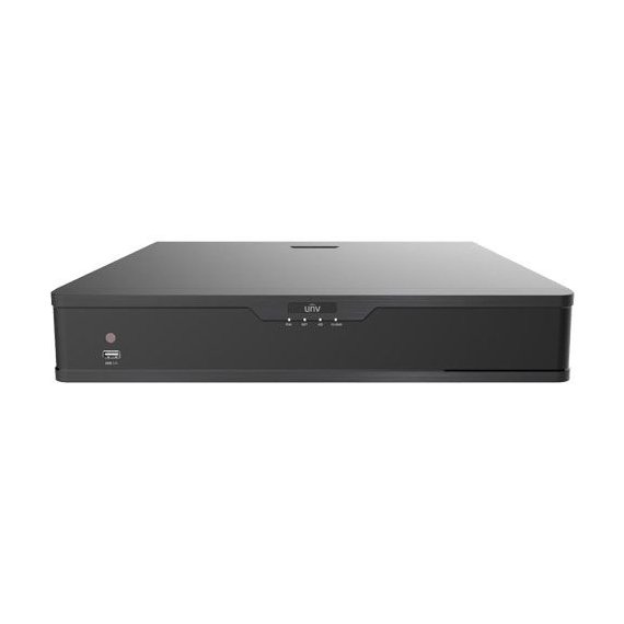 Uniview NVR304-16S-P16 Видеорегистратор IP 16-х канальный 4K с 16 PoE портами; Входящий поток на запись: до 160Мбит/с; Поддерживаемые форматы сжатия:  Ultra 265/H.265/H.264; Запись: разрешение до 4K; 4 SATA для HDD, до 10Тб; Декодирование: 2 x 4K@30, 4x 4MP@30, 5 x 3MP@30, 8 x 1080P@30, 16 x 720P@30, 32 x D1@30; Видеовыходы: 1 HDMI, 1 VGA; Сеть: 1 порт 1000Mb, 16 портов PoE (EEE 802.3at, IEEE 802.3af); Аудио вход/выход; Тревожный вход/выход (16/4); USB: 1 порт USB2.0, 1 порт USB3.0; поддержка ONVIF, SDK; Поддержка: iOS, Android; Металл; Питание: 100 ~ 240 V AC