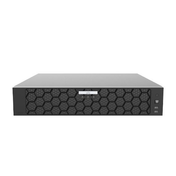 Uniview NVR508-64B Видеорегистратор IP 64-х канальный до 12Мп.; Входящий поток на запись: до 320Мбит/с; Поддерживаемые форматы сжатия: Ultra 265/H.265/H.264; Запись: разрешение до 12Мп.; HDD: 8  до 12Тб (RAID 0, 1, 5, 6, 10); декодирование: 2 x 12MP@30, 4 x 4K@30, 6 x 5MP@30, 8 x 4MP@30, 10 x 3MP@30, 16 x 1080p@30; Видеовыходы: 1 HDMI, 1 VGA; Сеть: 2 порта 1000Mb;  Аудио вход/выход; Тревожный вход/выход (16/4); USB: 2 порта USB2.0, 1 порт USB3.0; поддержка ONVIF, SDK; Поддержка: iOS, Android; Металл; Питание: 100 ~ 240 V AC