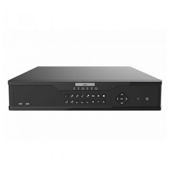 Uniview NVR308-32X Видеорегистратор IP 32-х канальный до 12Мп.; Входящий поток на запись: до 384Мбит/с; Поддерживаемые форматы сжатия: Ultra 265/H.265/H.264; Запись: разрешение до 12Мп.; HDD: 8  до 10ТБ (RAID 0, 1, 5, 6, 10); декодирование: 2 x 12Мп@30, 4 x 4K@30, 8 x 4Мп@30, 9 x 4Мп@25, 16 x 1080P@30, 32 x 960P@25; Видеовыходы: 2 HDMI, 1 VGA; Сеть: 2 порта 1000Мб/с;  Аудио вход/выход; Тревожный вход/выход (16/4); USB: 2 порта USB2.0, 1 порт USB3.0; поддержка ONVIF, SDK; Поддержка: iOS, Андройд; Металл; Питание:  AC100 ~ 240В