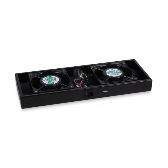 Cabeus TRAY-FAN2-BK Модуль вентиляторный с 2-я вентиляторами для установки в настенные шкафы серии SH-05F, цвет черный (RAL9004)