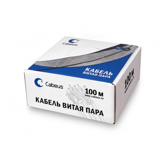 Cabeus UTP-4P-Cat.5e-SOLID-LSZH-OR-LIGHT-100 Кабель витая пара UTP (U/UTP), категория 5e, 4 пары 0,48мм (24 AWG), одножильный, LSZH, нг(А)-HF, оранжевый, (100 м)