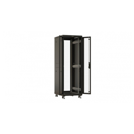 Hyperline TTBR-3268-DD-RAL9004 Шкаф напольный 19-дюймовый, 32U, 1610x600х800 мм (ВхШхГ), передняя и задняя распашные перфорированные двери (75%), ручка с замком, цвет черный (RAL 9004) (разобранный)