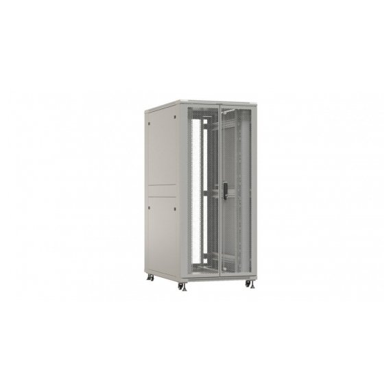 Hyperline TTBR-3282-DD-RAL7035 Шкаф напольный 19-дюймовый, 32U, 1610х800х1200 мм (ВхШхГ), передняя и задняя распашные перфорированные двери (75%), ручка с замком, 2 вертикальных кабельных организатора, цвет серый (RAL 7035) (разобранный)