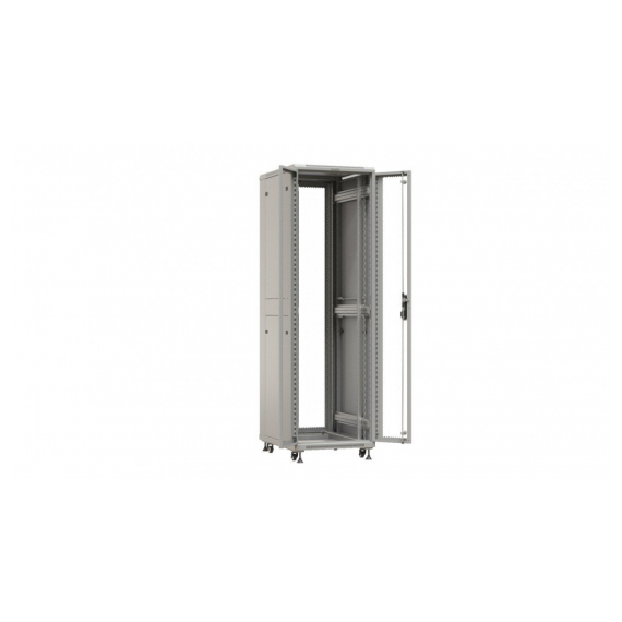 Hyperline TTBR-4261-DD-RAL7035 Шкаф напольный 19-дюймовый, 42U, 2055x600х1000 мм (ВхШхГ), передняя и задняя распашные перфорированные двери (75%), ручка с замком, цвет серый (RAL 7035) (разобранный)