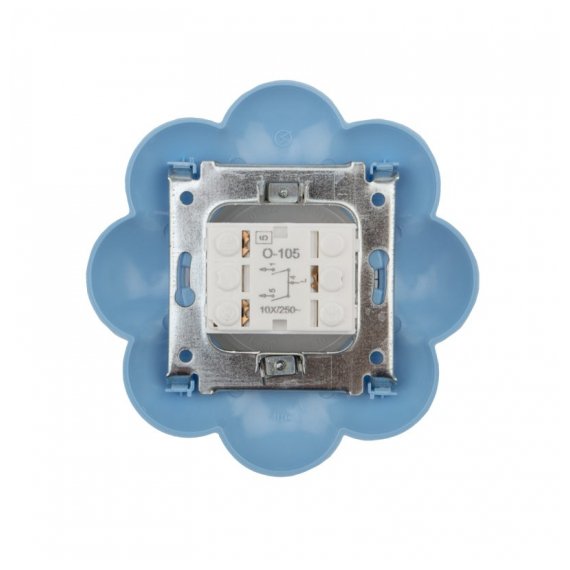 KR-78-0627 Выключатель двухклавишный KRANZ HAPPY Цветок скрытой установки, белый/голубой