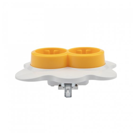 KR-78-0632 Розетка двойная KRANZ HAPPY Яичница скрытой установки, с заземлением и защитными шторками, желтая/белая