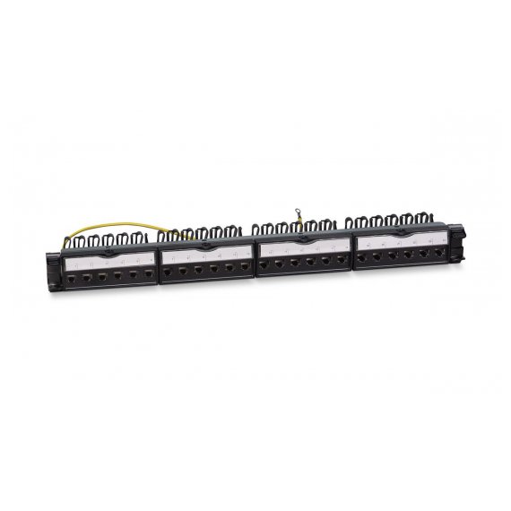 Cabeus PL-24-KJ-RJ45-Cat.6-SH-180T Патч-панель 19" (1U), 24 порта RJ-45, категория 6, полностью экранированная, с задним кабельным организатором, безинструментный монтаж (арт.033562)