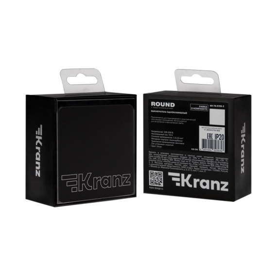 KR-78-0705-3 Выключатель ROUND 1 кл 10А с/у оникс KRANZ