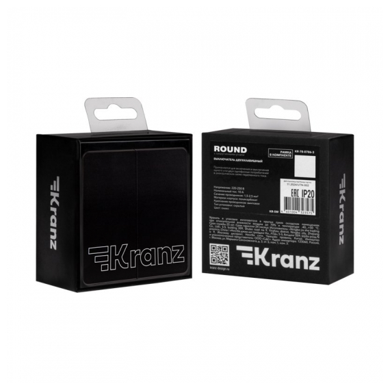 KR-78-0706-3 Выключатель ROUND 2 кл 10А с/у оникс KRANZ