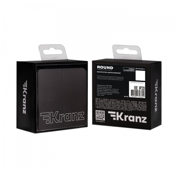 KR-78-0706-2 Выключатель ROUND 2 кл 10А с/у титан KRANZ