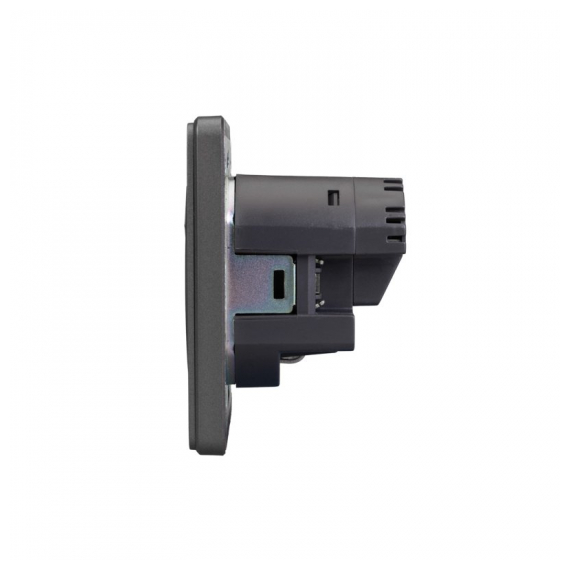 KR-78-0704-2 Розетка ROUND 1-ая с/з с/у з/ш 16А с USB A+C быстрой зарядки 5В/3А титан KRANZ
