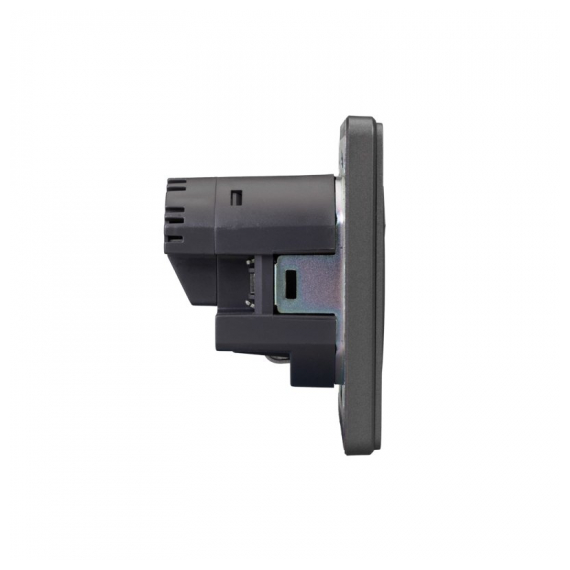 KR-78-0704-2 Розетка ROUND 1-ая с/з с/у з/ш 16А с USB A+C быстрой зарядки 5В/3А титан KRANZ