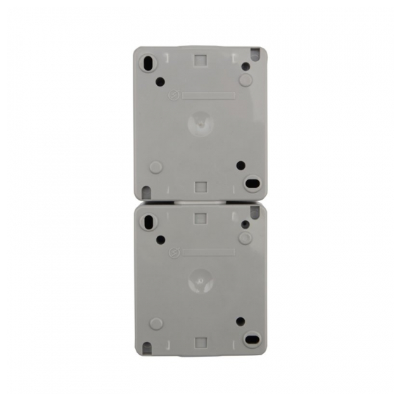 KR-78-0616 Блок вертикальный 2 розетки (керамика) INDUSTRIAL IP54 с/з, о/у, серый KRANZ