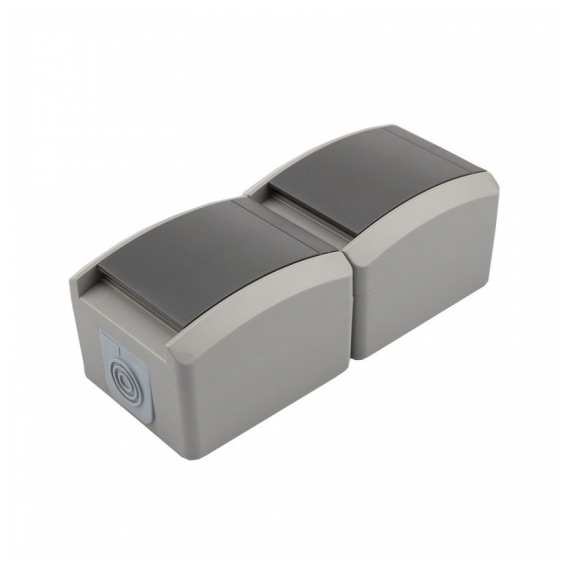 KR-78-0615 Блок вертикальный 2 розетки INDUSTRIAL IP54 с/з, о/у, серый KRANZ