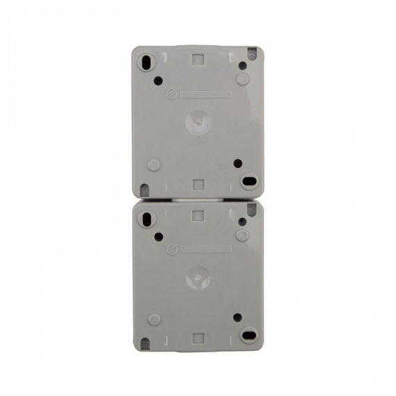KR-78-0615 Блок вертикальный 2 розетки INDUSTRIAL IP54 с/з, о/у, серый KRANZ