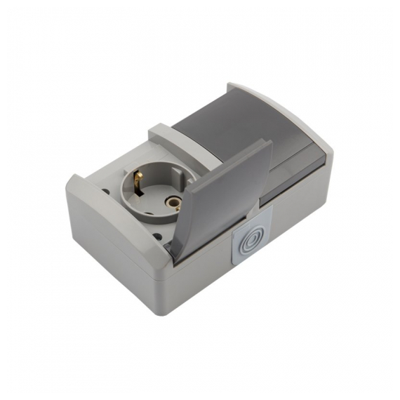 KR-78-0613 Блок горизонтальный 2 розетки INDUSTRIAL IP54 с/з, о/у, серый KRANZ