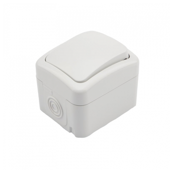 KR-78-0601 Выключатель одноклавишный Mini OG IP54 о/у, белый KRANZ