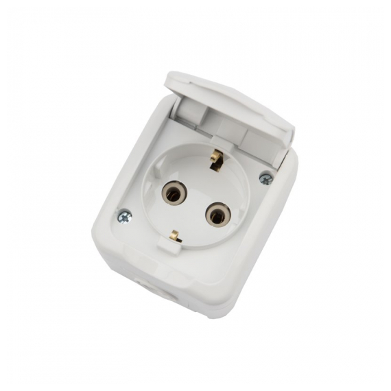 KR-78-0604 Розетка одноместная Mini OG IP54 с/з, о/у, белая KRANZ