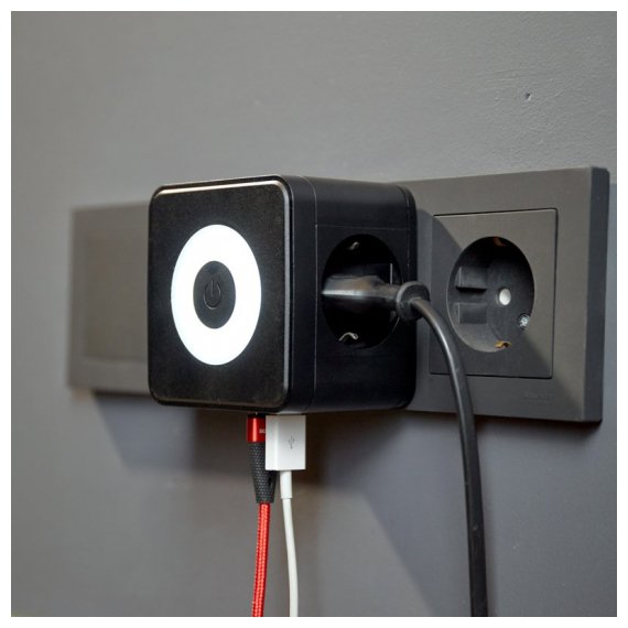 11-1252 Двойник электрический Куб 16А с/з + 2хUSB-A 2,4А + USB Type-C 3А с ночной подсветкой, черный REXANT