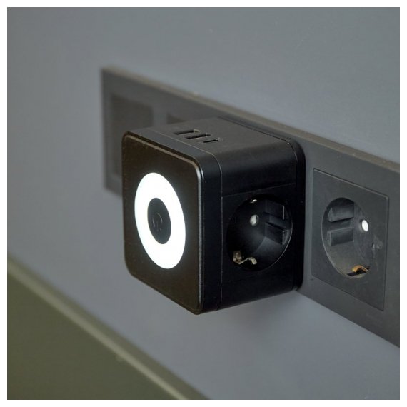 11-1252 Двойник электрический Куб 16А с/з + 2хUSB-A 2,4А + USB Type-C 3А с ночной подсветкой, черный REXANT