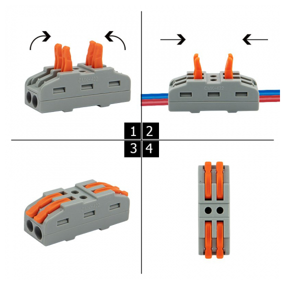 07-6263-2 Клемма СМК 222-422 проходная 2 полюса (0,08-4 мм2), серая (25 шт./уп.) REXANT