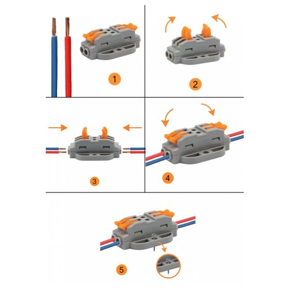 07-6262-5 Клемма СМК 222-422P проходная 2 полюса, с монтажной площадкой (0,08-4 мм2), серая (блистер 5 шт./уп.) REXANT