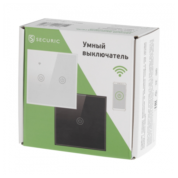 SEC-HV-802B2 Умный Wi-Fi выключатель двухкнопочный черный SECURIC