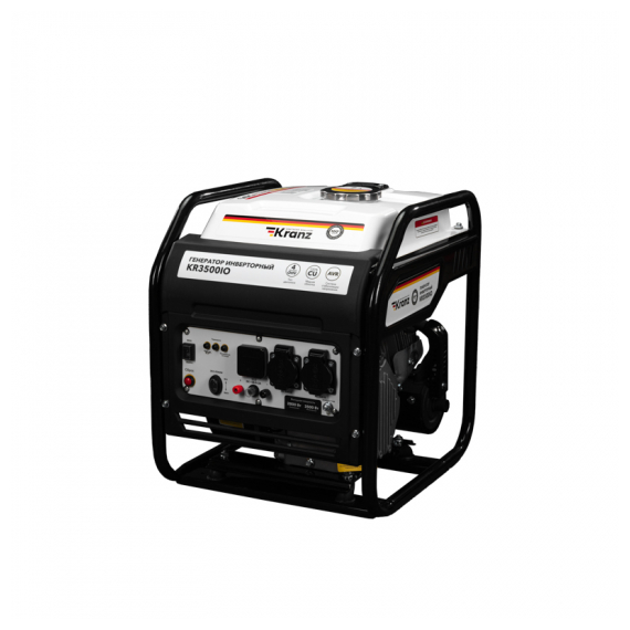 KR-16-1143 Генератор инверторный KR3500IO, 3,5кВт, 230В, 7л, открытый корпус, ручной старт KRANZ