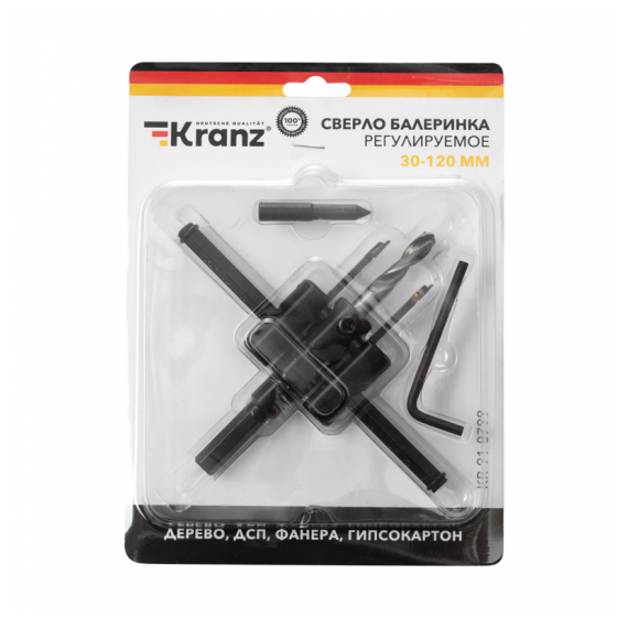 KR-91-0799 Сверло по дереву Балеринка, регулируемое, 30-120мм KRANZ