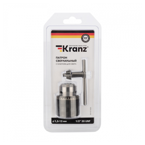 KR-92-0500 Патрон сверлильный с ключом для сверл 1,5-13,0мм 1/2-20UNF KRANZ
