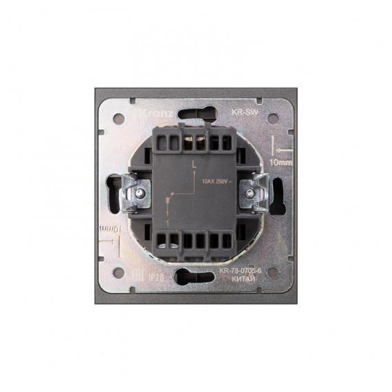 KR-78-0705-6 Выключатель STRONG 1 кл 10А с/у графит KRANZ
