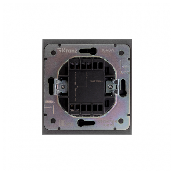 KR-78-0708-6 Выключатель STRONG 1 кл проходной (переключатель) 10А с/у графит KRANZ