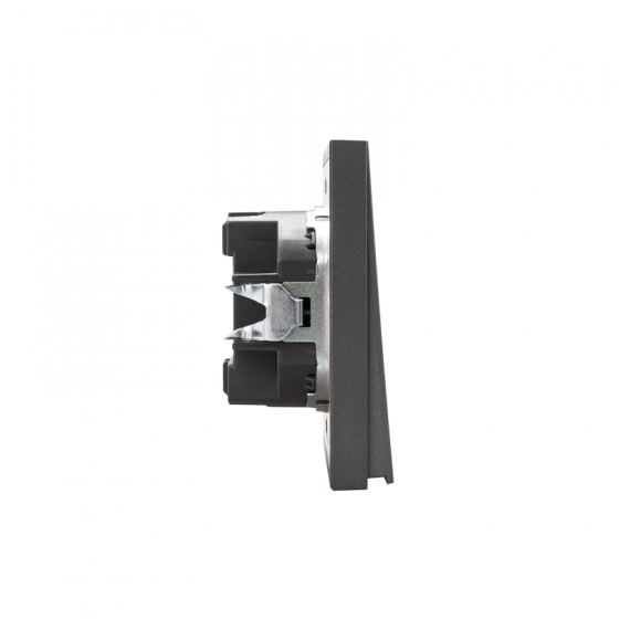 KR-78-0716-6 Выключатель STRONG 1 кл проходной (переключатель) с подсветкой 10А с/у графит KRANZ