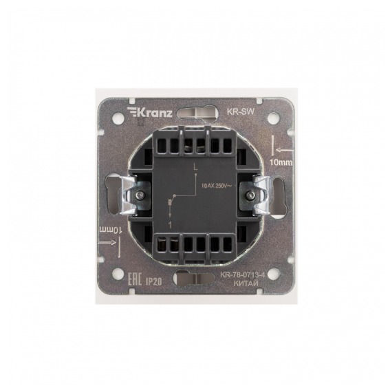 KR-78-0713-4 Выключатель STRONG 1 кл с подсветкой 10А с/у жемчуг KRANZ