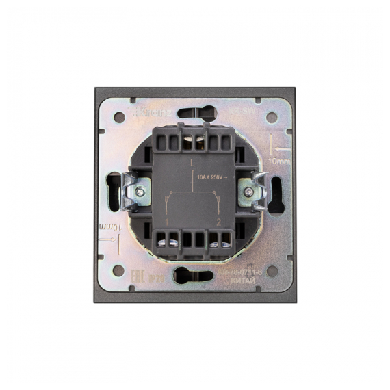 KR-78-0711-6 Выключатель STRONG 2 кл для жалюзи возвратный 10А с/у графит KRANZ