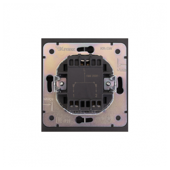 KR-78-0709-5 Выключатель STRONG 2 кл проходной (переключатель) 10А с/у антрацит KRANZ