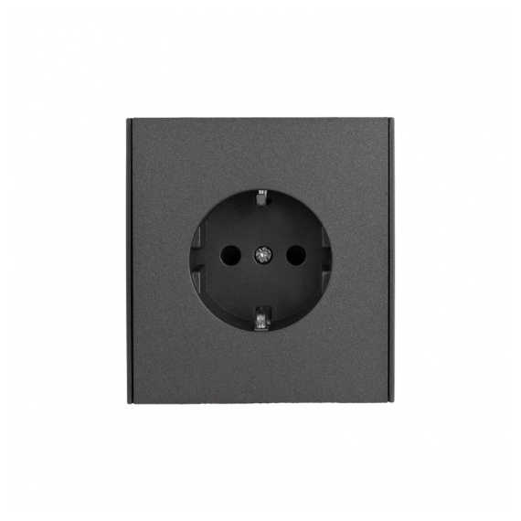 KR-78-0701-6 Розетка STRONG 1-ая с/з с/у, со шторками 16А графит KRANZ