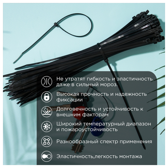87-0251 Стяжка нейлоновая морозостойкая 250x3,6мм, черная (100 шт/уп) REXANT