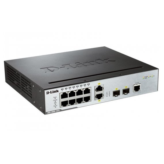 DGS-3000-10TC Управляемый коммутатор уровня 2 с 8 портами 10/100/1000 Base-T и 2 комбо-портами 10/100/1000BASE-T/SFP